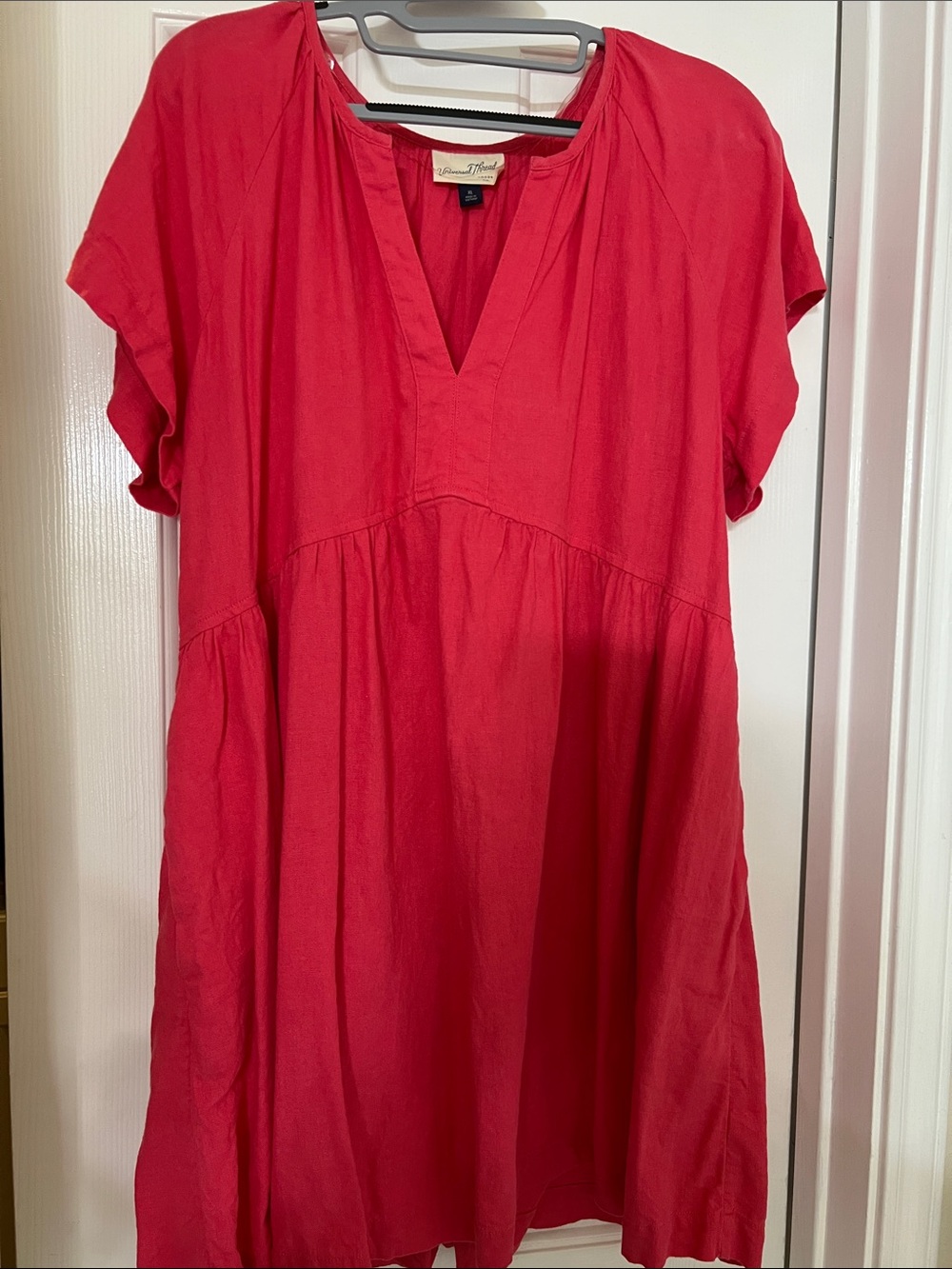 Women's Red V-Neck Babydoll Dress